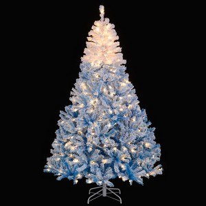 Tangkula 5/6/7/8 FT Artificial Christmas Tree Hinged Snow Flocked Xmas Tree w/ 456/820/1264/1774 Branch Tips - 1 of 4
