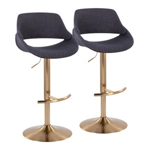 LumiSource Set of 2 Fabrico Adjustable Barstools Gold/Charcoal Fabric - 1 of 4