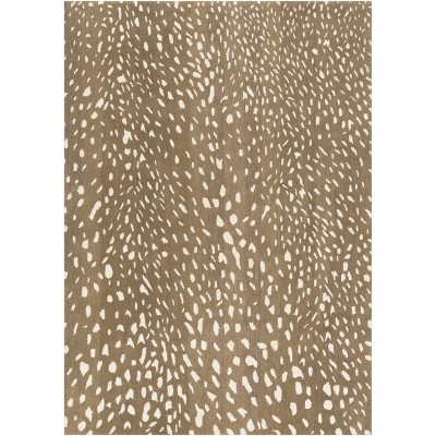 Hauteloom Athena Brown Giraffe Print Wool Rug