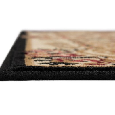 Elegant Square Black Synthetic Indoor Rug 6' Easy Care Stain-Resistant