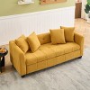 77.9-inch folding dual-Polyesterrpose three-seater yellow flannel sofa that can be Polyesterlled out and turned into a bed,for bedrooms - 2 of 4