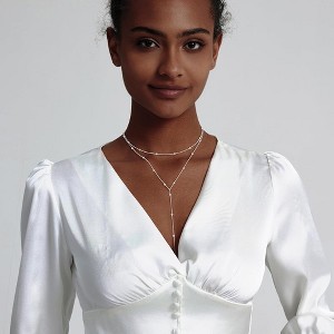 Gold Necklace for Women - HTUTWOO™ Trendy Lariat Y Necklace Dainty, Silver Long Necklaces, for Everyday Wear - 1 of 4