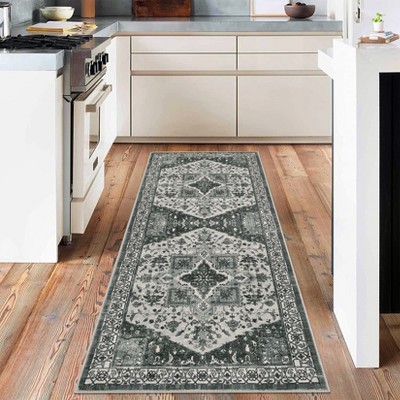 WhizMax Washable Runner Rugs for Living Room Hallway, Non Slip Indoor Soft Accent Distressed Boho Vintage Print Lightweight Carpet