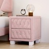 2-Drawer Elegant Velvet Nightstand, Bedside Table with Storage for Bedroom or Living Room – Maison Boucle - 3 of 4