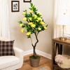 Northlight Artificial Peony Flower Potted Tree - 63" - Yellow - 2 of 4