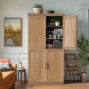 PexFix 31" Wooden Accent Cabinet Storage Modern Sideboard Buffet Cabinet with 2 Door and Adjustable Shelf for Living Room Dining Room Entryway Natural - 4 of 4