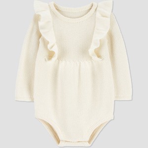 Carter's Just One You® Baby Girls' Ruffle Sweater Bubble Romper - Cream - 1 of 3