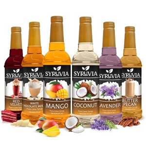 Syruvia Coffee Flavors Variety Pack: Red Velvet, White Chocolate Mocha, Mango, Coconut, Lavender & Butter Pecan 25.4 fl oz Syrup - 1 of 4