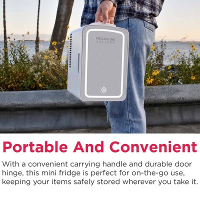 Frigidaire Gallery 9 Can Beauty Lighted Mirror Fridge Portable White