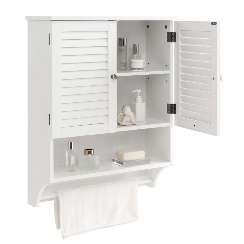 Costway Bathroom Wall Mounted Medicine Cabinet with Louvered Doors & Towel Bar Espresso/Grey/White/Black, 1 of 11