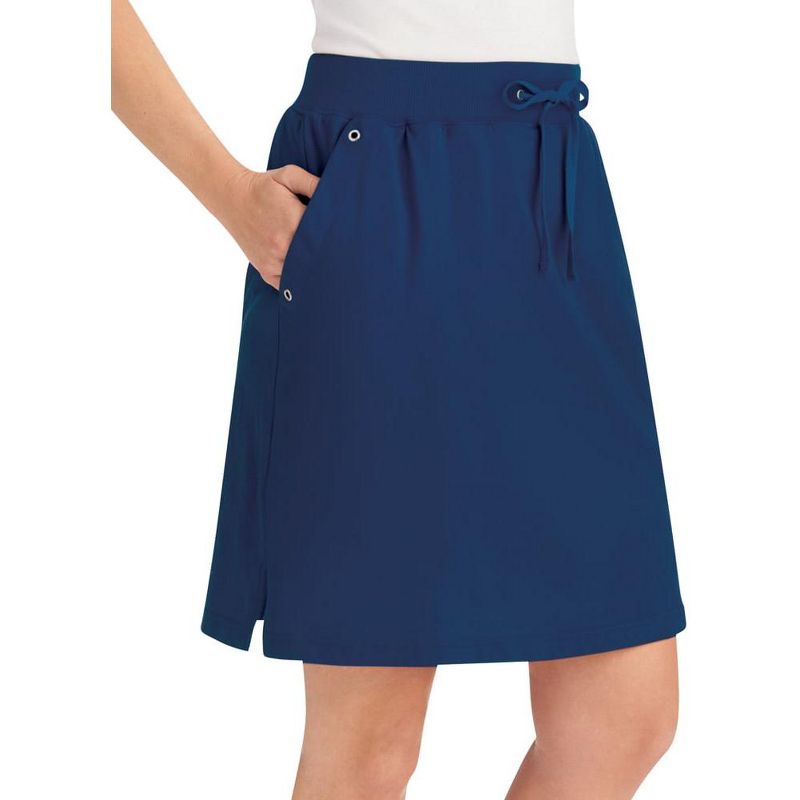 Collections Etc Casual Pull-On Sport Knit Skort with Grommet Side Pockets, 21"L, 3 of 4