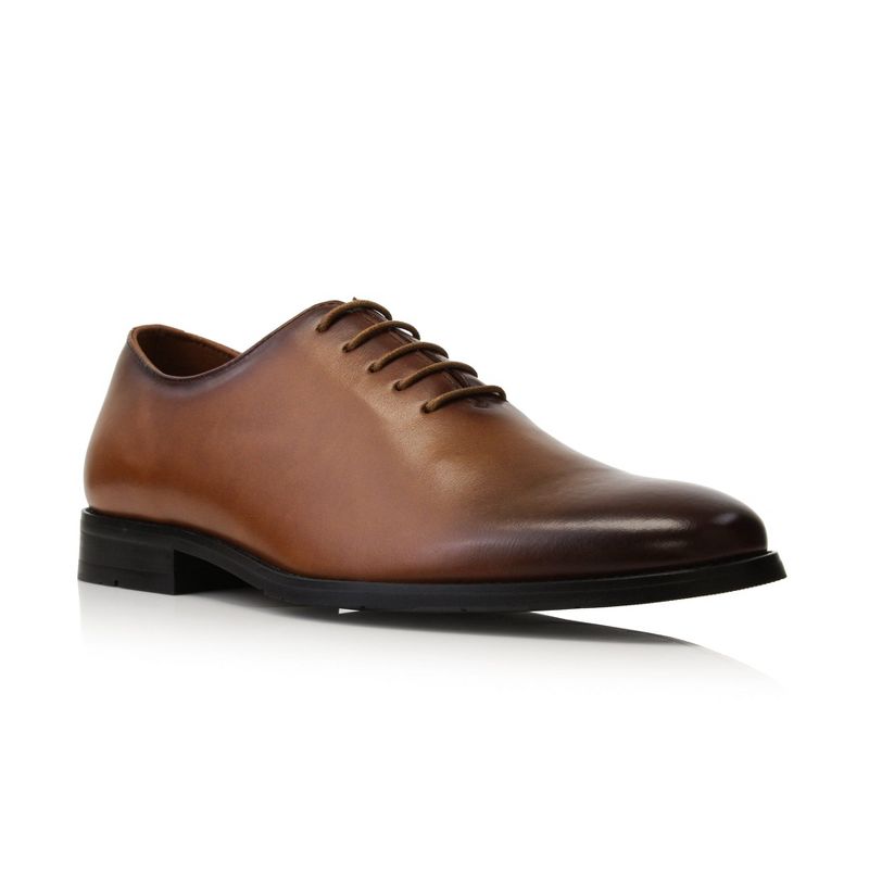 Ferro Aldo Mens Glenn MFA19698 Classic Wholecut Lace-up Oxford Dress Shoes, in Cognac Brown, Size 6.5