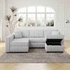 Modular 4-Person U-Shaped Sofa with Ottoman and Pillow, Hydraulic Lift Design Sofa, Metal Frame Sofa with Polyester Cover-Coolbibila - 3 of 4