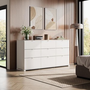 GALAXHERO Modern 9 Drawer Wood Dresser Chest Large Bedroom Organizer with Metal Handles, TV Stand for 75" TV, （63" W） - 1 of 1