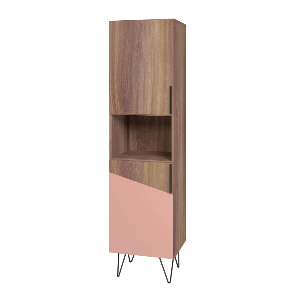 Photos - Wall Shelf 67.32" Beekman 5 Shelf Narrow Bookcase Cabinet Brown/Pink - Manhattan Comf