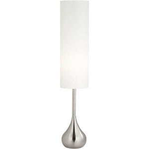 Possini Euro Design Moderne Mid Century Modern 62" Tall Droplet Floor Lamp with Smart Socket Brushed Nickel Cylinder Shade for Living Room - 1 of 4