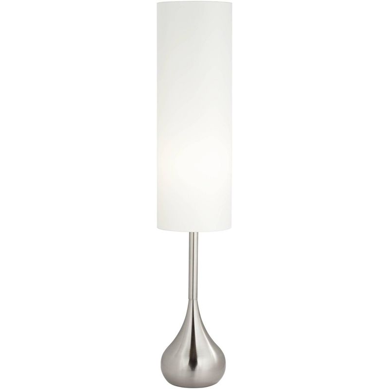Possini Euro Design Moderne Mid Century Modern 62" Tall Droplet Floor Lamp with Smart Socket Brushed Nickel Cylinder Shade for Living Room, 1 of 7