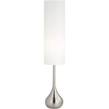 Possini Euro Design Moderne Mid Century Modern 62" Tall Droplet Floor Lamp with Smart Socket Brushed Nickel Cylinder Shade for Living Room