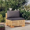 vidaXL Wooden Patio Middle Sofa - Solid Teak Wood Outdoor Furniture with Dark Gray Cushions - Comfortable and Flexible Layouts for Garden - 2 of 4