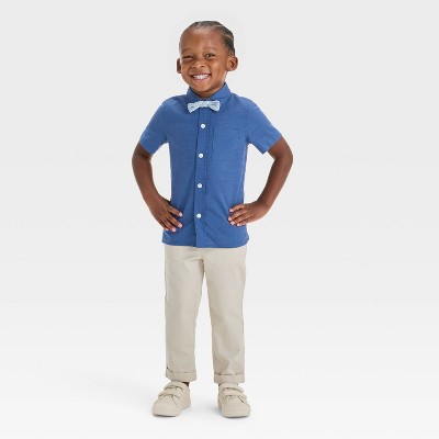 Toddler Boys' Short Sleeve Woven Bowtie Shirt Set - Cat & Jack™ Dark Blue