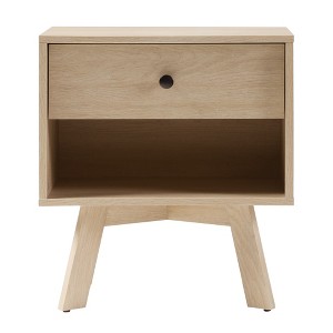TIRAMISUBEST Mid-Century Modern Nightstand with 1 Drawer - Coastal Oak Finish Light Brown Bedside Table with Mobile File Storage - 1 of 4