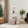 Modern 2-in-1 Cat Tree with Litter Box Enclosure - 72.8-Inch Tall Cat Tower, Cat Condo with Scratching Posts, Perch, Caves, Basket, Washable Cushions - 2 of 4