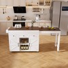 JUJABU 51" White Kitchen Island with Extendable Table & Power Outlet - 3 of 4