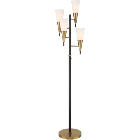 Possini Euro Design Quatro Mid Century Modern Tree Floor Lamp 71 Tall  Black Gold Metal 4 Light Frosted Glass Cone Shade For Living Room Bedroom  House : Target