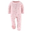 The Peanutshell Pink Balletcore Footed Baby Sleepers for Girls, 3 Pack - 4 of 4