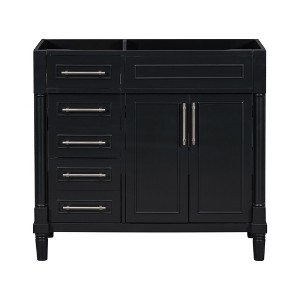 Akoasm 36 Inch Solid Wood Bathroom Vanity Storage Cabinet With Tip-out Drawers, Adjustable Shelf(No Sink)-Black - 1 of 4