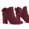 Allegra K Women's Round Toe Bow Decor Chunky Heel Ankle Boots - 4 of 4