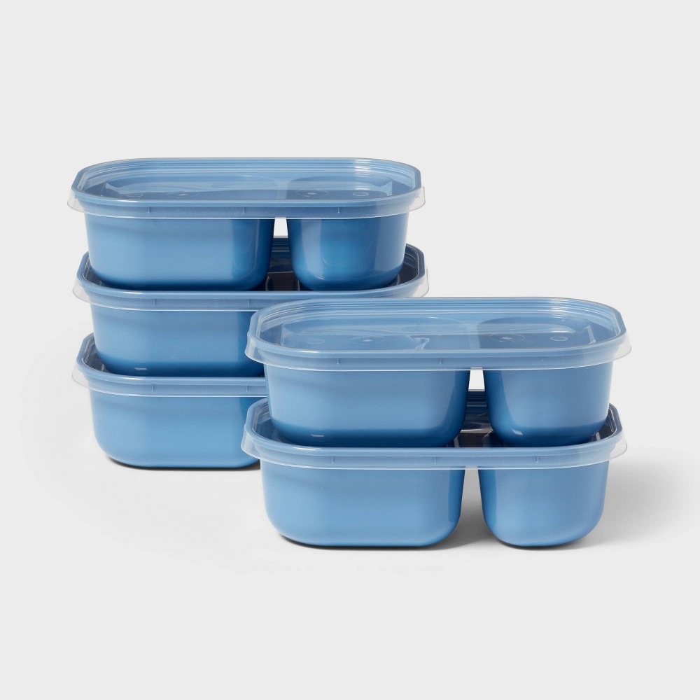 Photos - Food Container 10pc  Divided Plastic Meal Prep Food Storage Container Set Blue - Room Essentials™(set of 5)