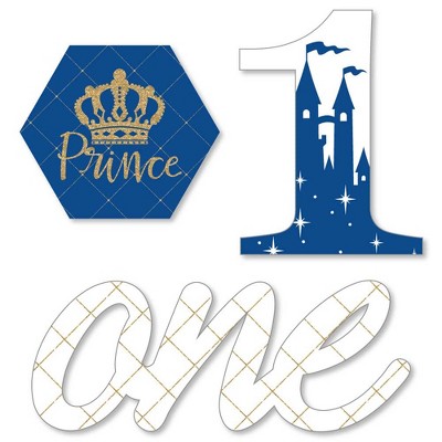 Big Dot of Happiness 1st Birthday Royal Prince Charming - DIY Shaped First Birthday Party Cut-Outs - 24 Count