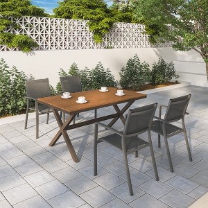 Heynemo 5 Pieces Patio Dining Sets, Aluminum Outdoor Dining Table with 4 Chairs, Removable Cushions, Ideal for Lawn, Garden, Backyard - 1 of 4