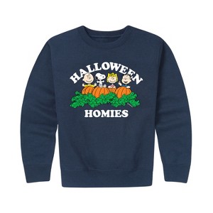 Boys' - Peanuts - Halloween Homies Graphic Long Sleeve Fleece Sweatshirt - 1 of 4