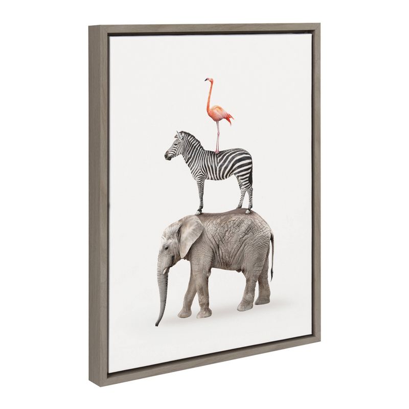 Sylvie Stacked Safari Animals Framed Canvas by Amy Peterson Gray - Kate & Laurel All Things Decor, 2 of 6