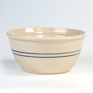 Martinez Pottery Heritage Blue Stripe Stoneware Mixing Bowl Hand Turned 16" - 1 of 4