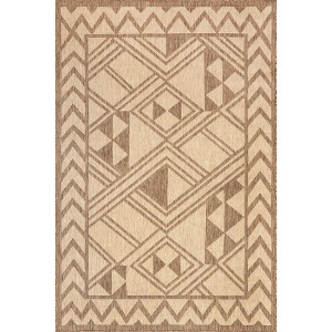Nuloom Mazie Geometric 2x3 Indoor/Outdoor Accent Rug for Living Room Patio Deck Front Porch Entryway Kitchen, Brown/Ivory - 1 of 4