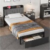Nasitip Twin Size Bed Frame with Upholstered Headboard, Industrial Platform Bed with Storage Drawer, No Box Spring Needed - 3 of 4