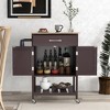Tangkula Rolling Kitchen Island Cart w/ Drawer 2-Door Storage Cabinet Bottom Tray - 4 of 4