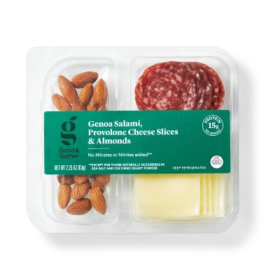 Genoa Salami, Provolone Cheese Slices, and Almonds - 2.25oz - Good & Gather™
