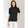 Allegra K Women's Contrast Trim Point Collar Puff Short Sleeve Button Down Shirt - 3 of 4