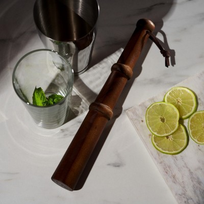 Professional 12" Dark Acacia Wood Cocktail Muddler
