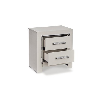 Silver Faux Gator 2-Drawer Nightstand with Chrome Details
