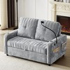 Whisen 54" Modern Design Loveseat Pull-out Sofa Bed with Adjustable Backrest, Two Cup Holders, Three Charging Ports and Side Storage Pockets - 2 of 4