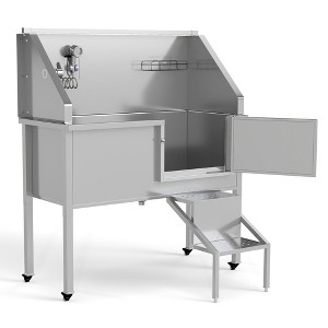 Sandinrayli Professional Dog Bathtub, Stainless Steel Pet Bathing Wash Station, Dog Grooming Tub with Nonslip Floor, Silver - 1 of 4