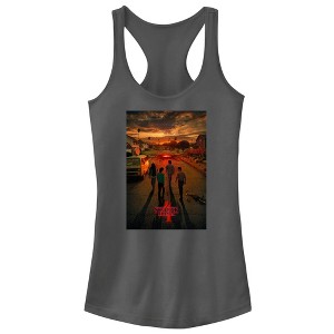 Juniors Womens Stranger Things Four Friends Rift Apocalypse Poster Racerback Tank Top - 1 of 4