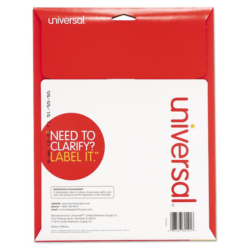 Universal Laser Printer Permanent Labels 1 x 2 5/8 White 750/Pack 80101, 2 of 3