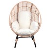FURNIinspire Patio Accent Chairs Patio Egg Chair With Natural Color Rattan Beige Cushion, Ideal Choice For Relaxation, Brown, 34“*37"*54" - 4 of 4