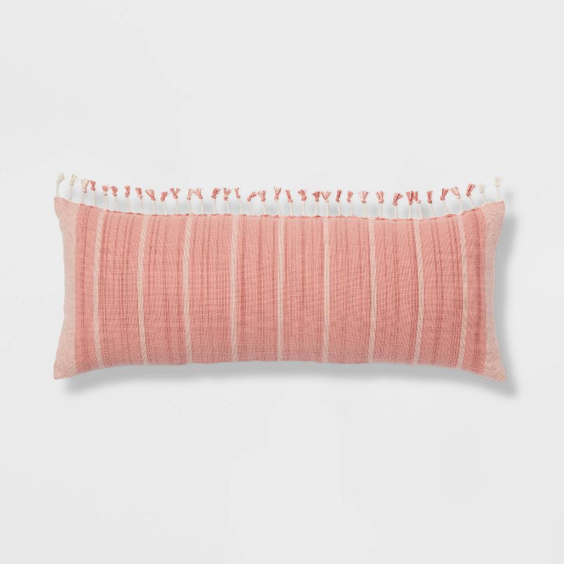 Oversized Oblong Woven Stripe Tassel Decorative Throw Pillow - Threshold™, 1 of 11